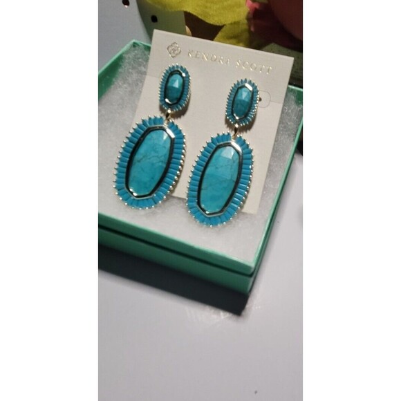 Vintage Kendra Scott Kaki Earrings Turquoise - Picture 4 of 14